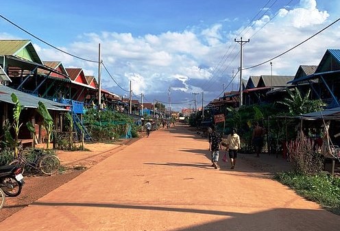 Coucher soleil, village flottant Kampong Phluk Tonle Sap